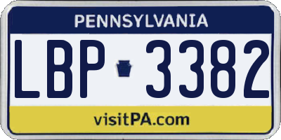 PA license plate LBP3382