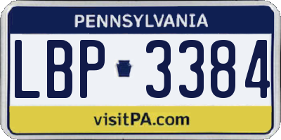 PA license plate LBP3384