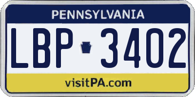 PA license plate LBP3402