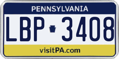 PA license plate LBP3408