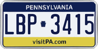 PA license plate LBP3415