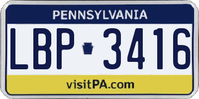 PA license plate LBP3416