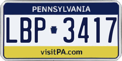 PA license plate LBP3417