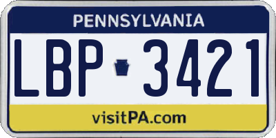 PA license plate LBP3421
