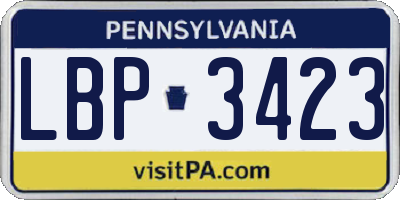 PA license plate LBP3423