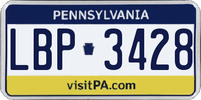 PA license plate LBP3428