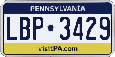 PA license plate LBP3429