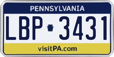 PA license plate LBP3431