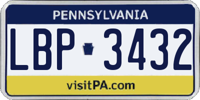 PA license plate LBP3432