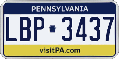 PA license plate LBP3437