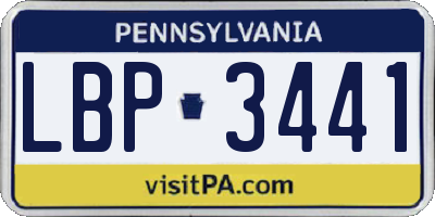 PA license plate LBP3441