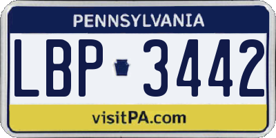 PA license plate LBP3442