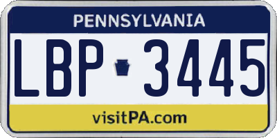 PA license plate LBP3445