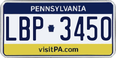 PA license plate LBP3450