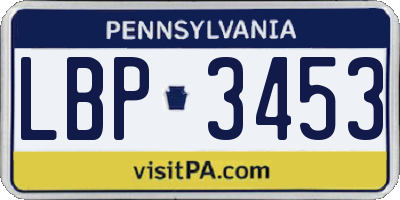 PA license plate LBP3453