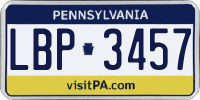 PA license plate LBP3457