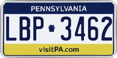 PA license plate LBP3462