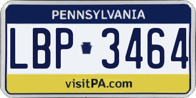 PA license plate LBP3464