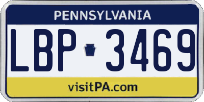 PA license plate LBP3469
