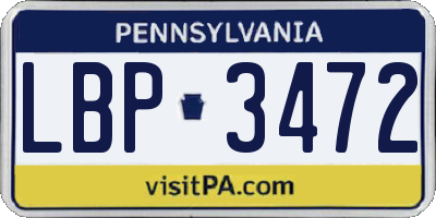 PA license plate LBP3472