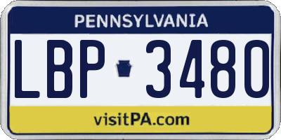 PA license plate LBP3480