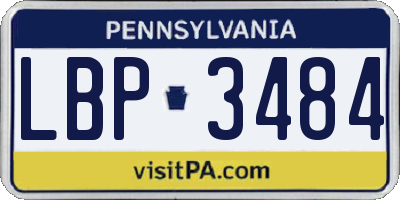 PA license plate LBP3484
