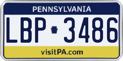 PA license plate LBP3486