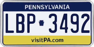 PA license plate LBP3492