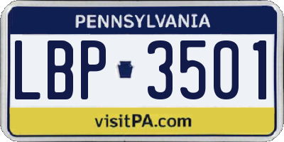 PA license plate LBP3501
