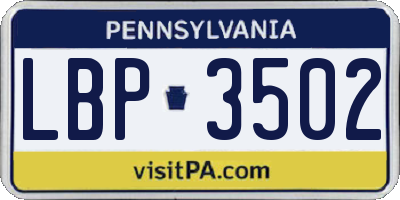PA license plate LBP3502