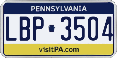 PA license plate LBP3504