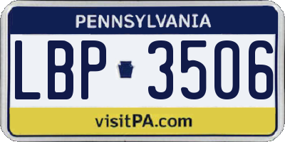PA license plate LBP3506
