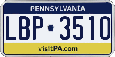 PA license plate LBP3510