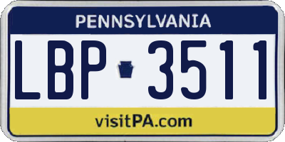 PA license plate LBP3511
