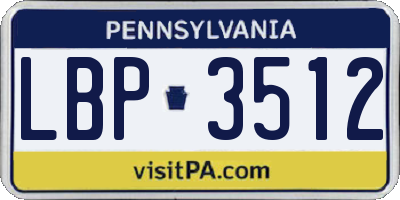 PA license plate LBP3512