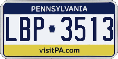 PA license plate LBP3513