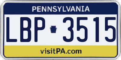 PA license plate LBP3515