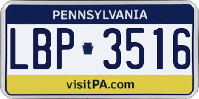 PA license plate LBP3516