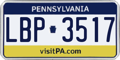 PA license plate LBP3517