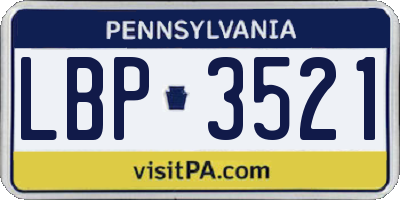 PA license plate LBP3521
