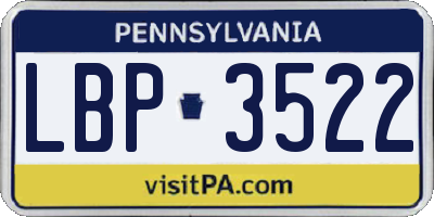 PA license plate LBP3522