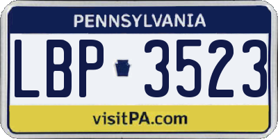 PA license plate LBP3523