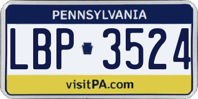 PA license plate LBP3524