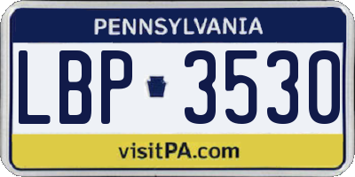 PA license plate LBP3530