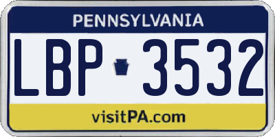 PA license plate LBP3532