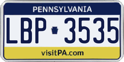 PA license plate LBP3535