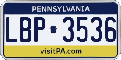 PA license plate LBP3536