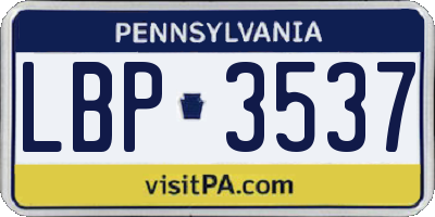 PA license plate LBP3537