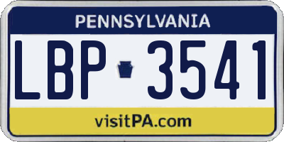 PA license plate LBP3541