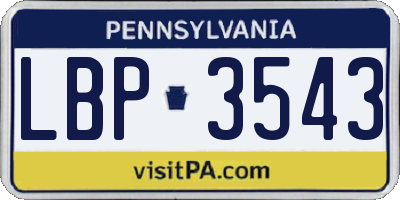 PA license plate LBP3543